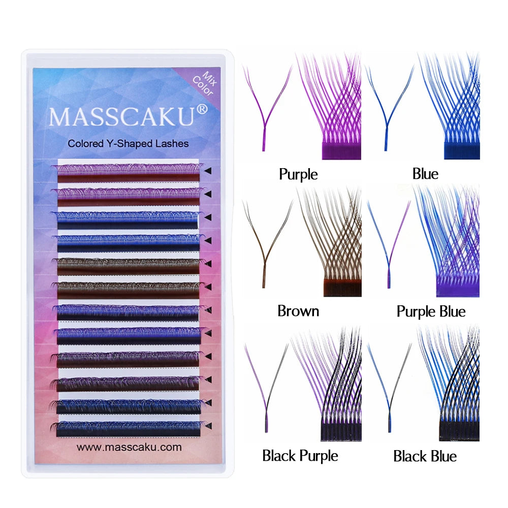 MASSCAKU New Arrival YY Shape lash Fluffy Individual Eyelash Extensions Natural and Soft Lash Wholesale/Supplies