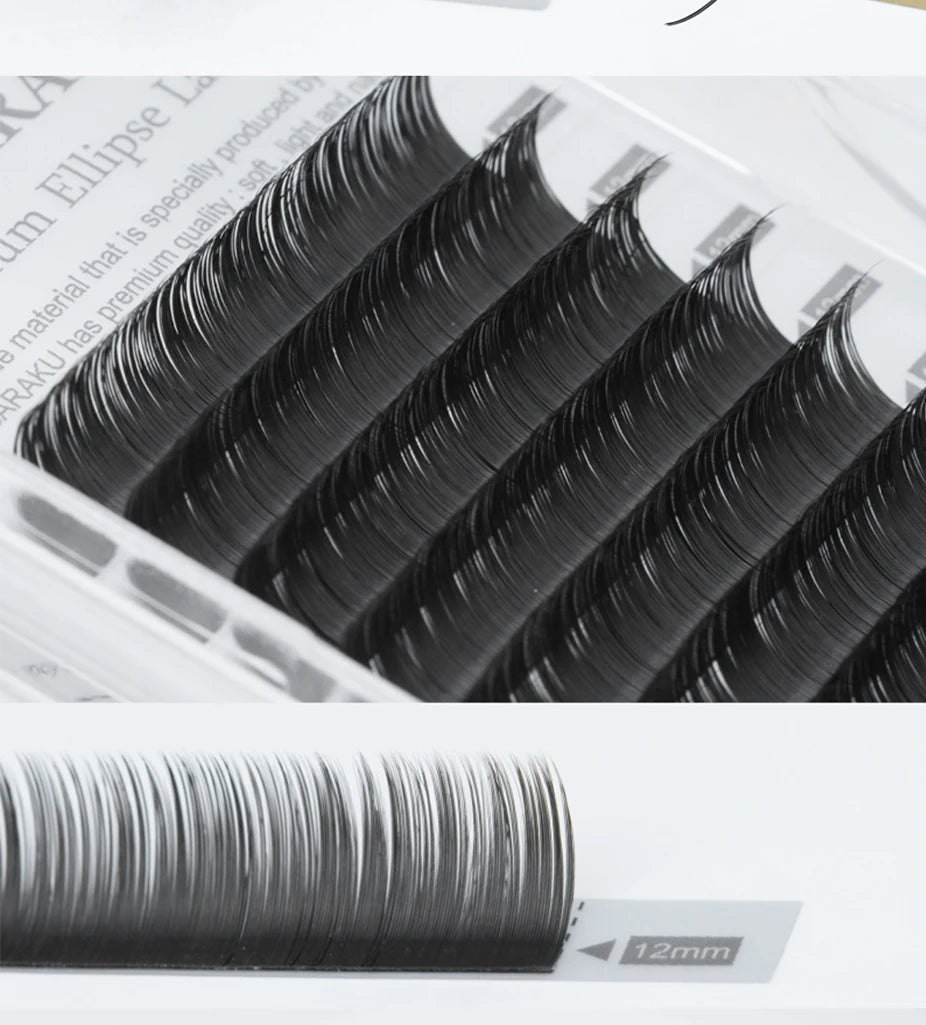 NAGARAKU Flat Ellipse Eyelash Split Tips Matte Gray Black Color Super Soft Gentle Natural Eyelash Extension Flat Shape Lashes