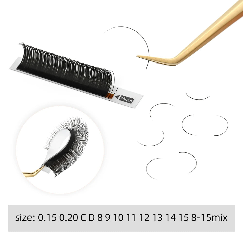 NAGARAKU Flat Ellipse Eyelash Split Tips Matte Gray Black Color Super Soft Gentle Natural Eyelash Extension Flat Shape Lashes