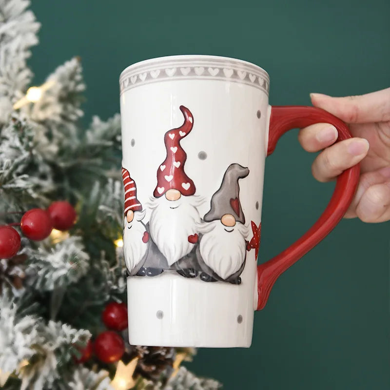 Christmas Gift Ceramic Cup Large Capacity Coffee Mug Santa Claus Afternoon Tea Juice Drink Milk Cups Office home Water Cup