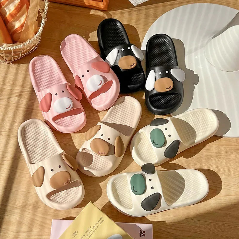 Women Cute Cloud Sandals 2025 Summer New Cute Cartoon Eared Dog Flip Flops Female Flat Casual Comfortable Room Home Beach Slides