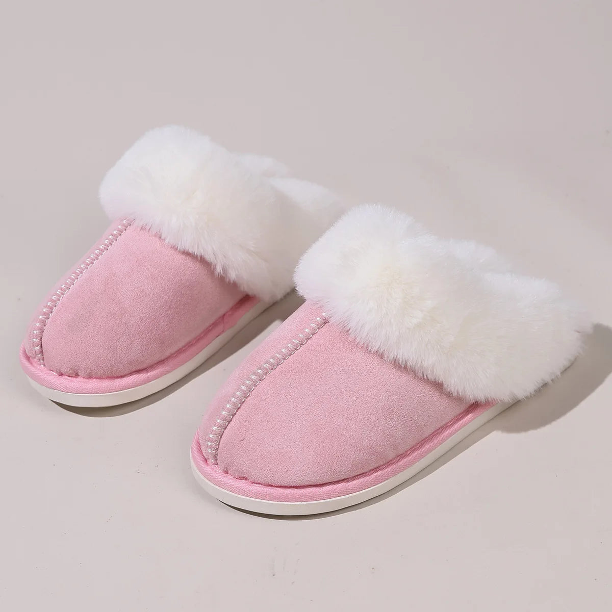 2023 Winter Warm Fur Indoor Home Slippers Women Fluffy Comfort Soft Bedroom Slippers for Couples Flat Non Slip House Shoes Woman