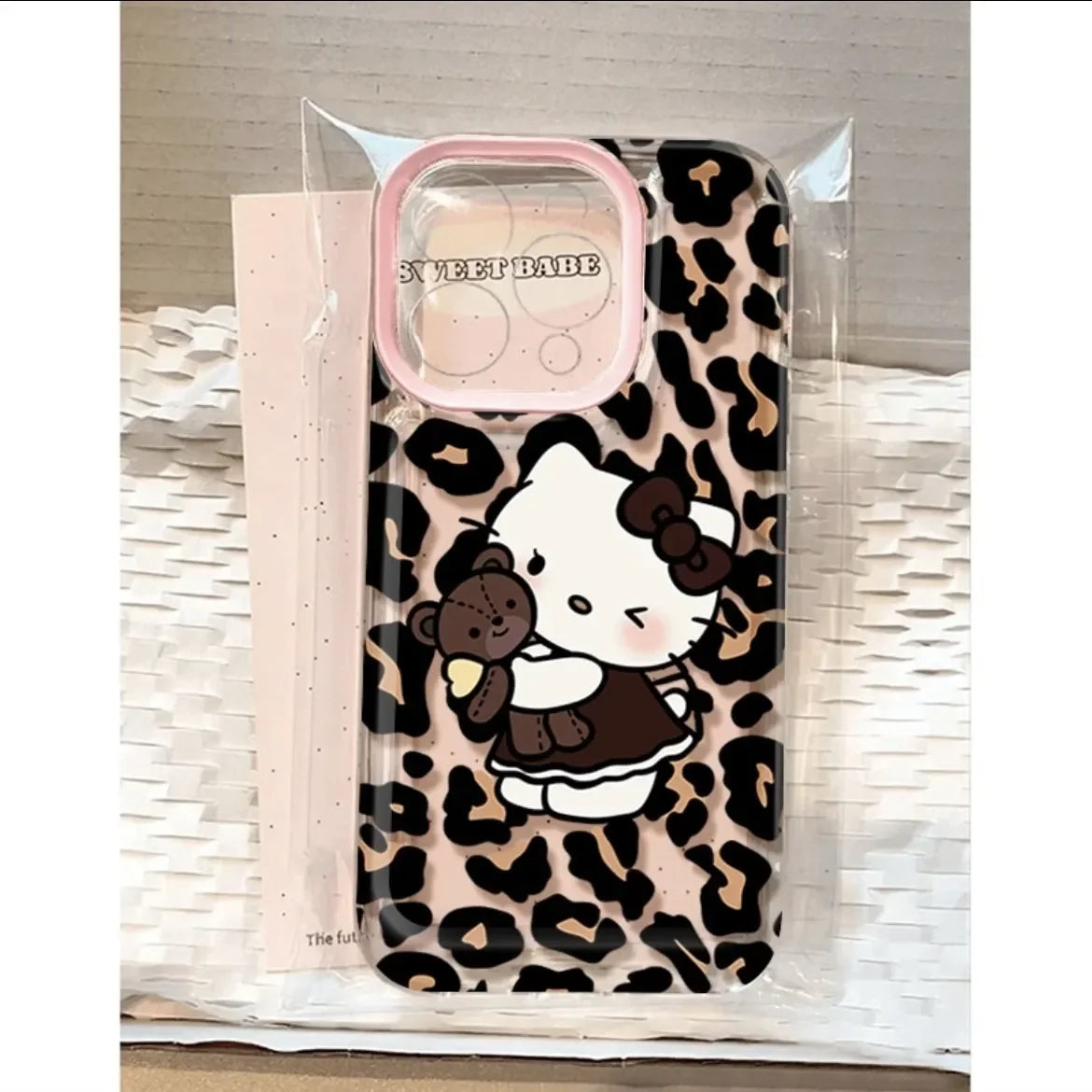 Sanrio Hello Kitty Leopard Print Bow Phone Case For IPhone 16 15 14 12 13 11 ProMax XR XS MAX 7 8PLUS Y2K Pink Girl Kawaii Cover