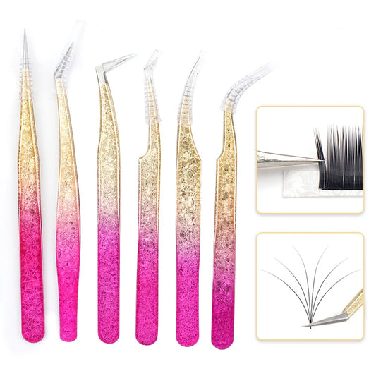 Lash Tweezers Eyelash Extension Clip Professional Makeup Cosmetic Tools Stainless Steel Eyebrow Eyelash Extension Tweezers