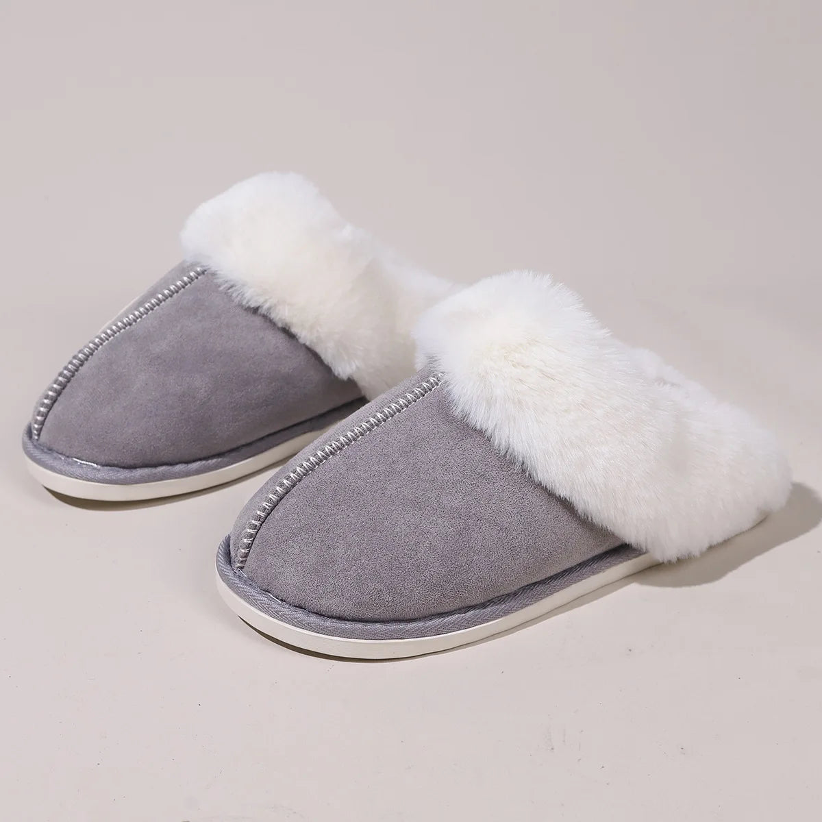 2023 Winter Warm Fur Indoor Home Slippers Women Fluffy Comfort Soft Bedroom Slippers for Couples Flat Non Slip House Shoes Woman