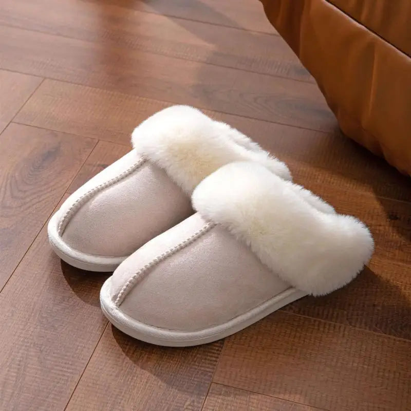 2023 Winter Warm Fur Indoor Home Slippers Women Fluffy Comfort Soft Bedroom Slippers for Couples Flat Non Slip House Shoes Woman