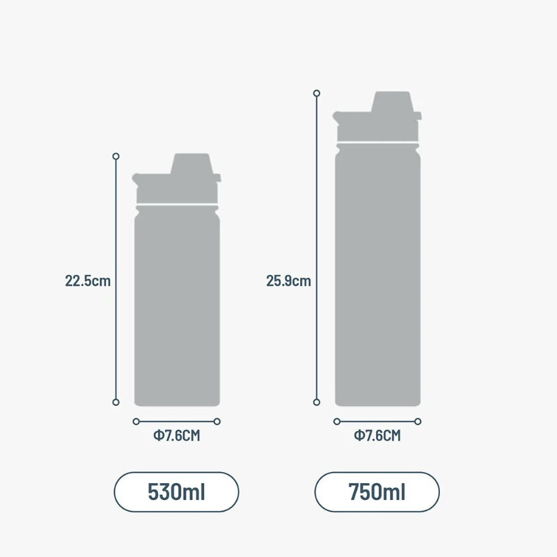 530/750ML Stainless Steel Thermo Bottle Portable Outdoor Sport Water Cup Double Layer Thermos Bottle Large Capacity Thermo Cups