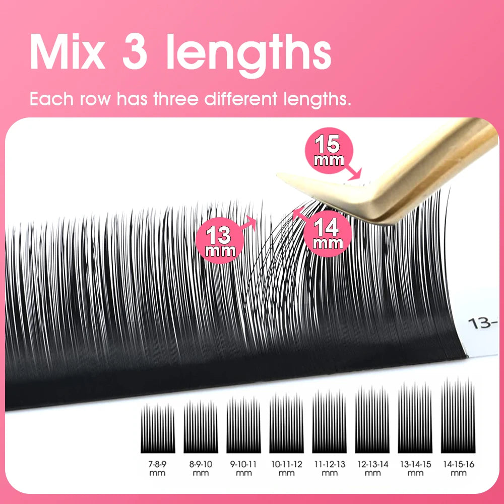 Factory Wholesale Premium Faux Mink Easy Fanning Eyelashes 0.05/0.07/0.10mm Thickness Ribbon Rapid Blooming Lashes from MASSCAKU