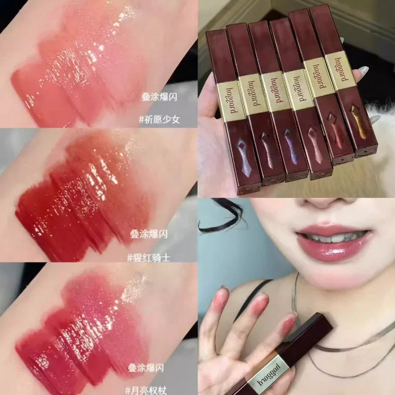 Haggard Scepter Double Head Lip Glaze Mirror Watery Mist Lip Gloss Matte Lipstick Nude Color Moisturizing Korea Makeup Cosmetics