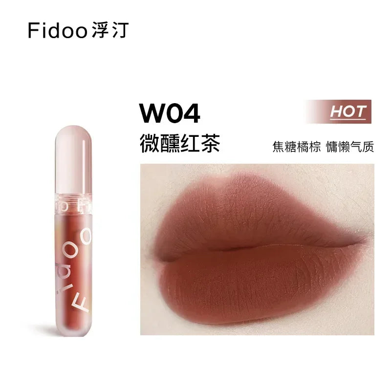 Fidoo Soft Mist Lip Cream Non-Stick Cup Lipstick Lip Mud Velvet Matte Lip Glaze Waterproof Long-lasting Korean Makeup Cosmetics