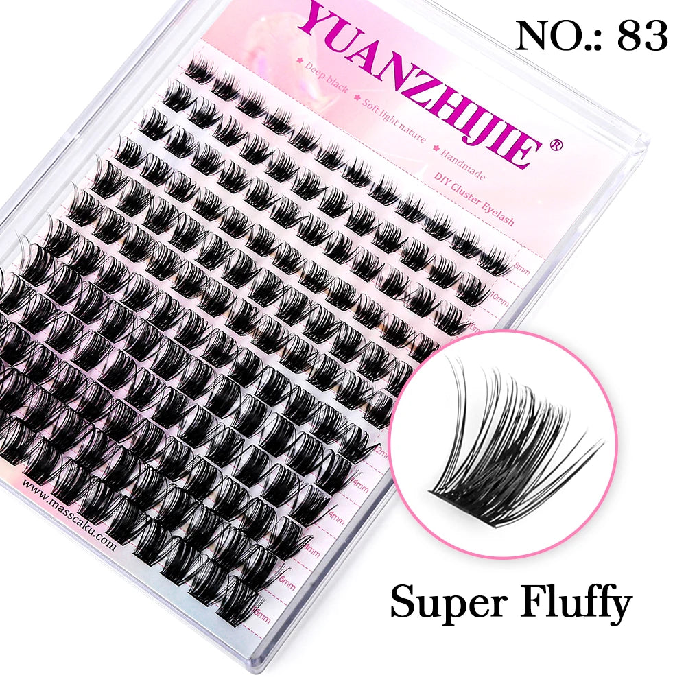 DIY 144 Cluster Lashes YUANZHIJIE free ship Segmented Beam Natural C/D Curl Individual Mink Eyelashes Makeup Supplies at home