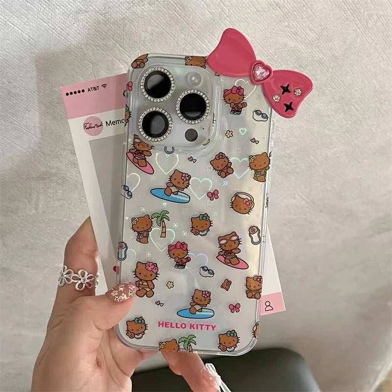 Sanrio Hello Kitty New Ins Stand Holder Phone Case For iPhone 16 15 14 12 13 11 Pro Max XR XS MAX 7 8 PLUS MINI Y2K Pink Lovely