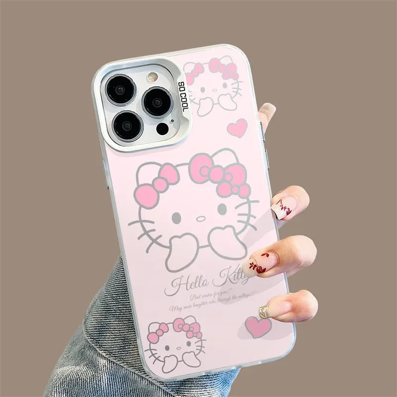 Sanrio Hello Kitty Ins Pink Girl Phone Case For iPhone 15 14 12 13 11 Pro Max XR XS MAX 7 8 PLUS MINI Y2K Gradient Lovely Cover