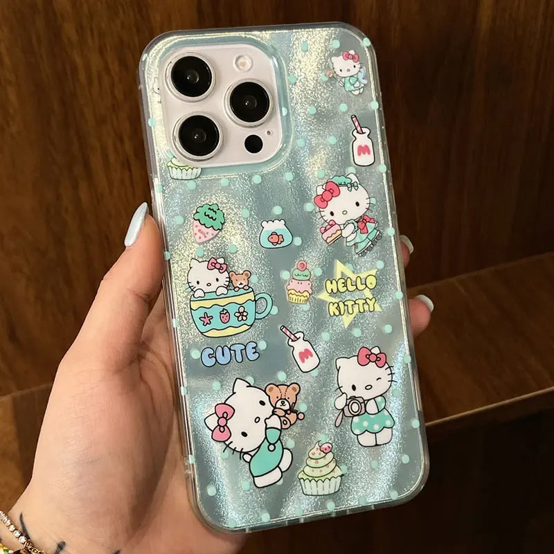 Sanrio Hello Kitty Full Screen Bow Phone Case For iPhone 16 15 14 12 13 11 Pro Max XR XS MAX 7 8PLUS MINI Y2K Car Balloon Cover