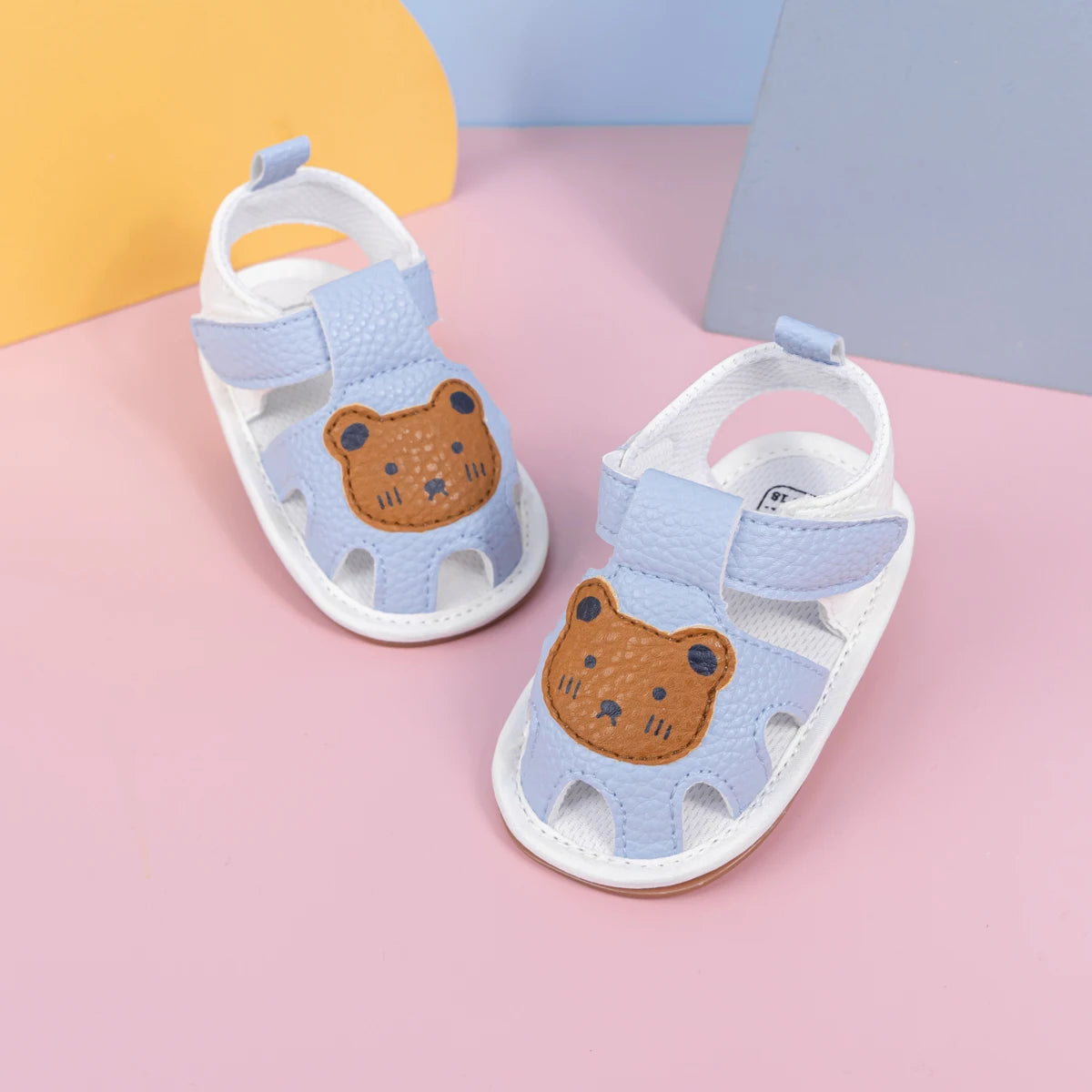 Summer Newborn Baby First Day Toddler Shoes Cute Animal Pattern Sandals Anti-Slip Soft Fashion Color Blocking Casual Baby Shoes