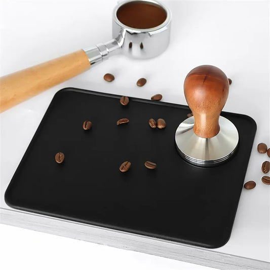 Silicone Coffee Tamper Mat Anti-skid Espresso Coffee Tamping Rest Holder Corner Edge Pad Black Mat for Office Bar Coffee Shop