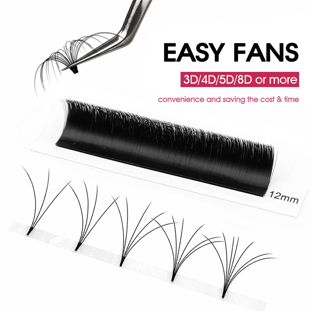 Factory Wholesale Premium Faux Mink Easy Fanning Eyelashes 0.05/0.07/0.10mm Thickness Ribbon Rapid Blooming Lashes from MASSCAKU