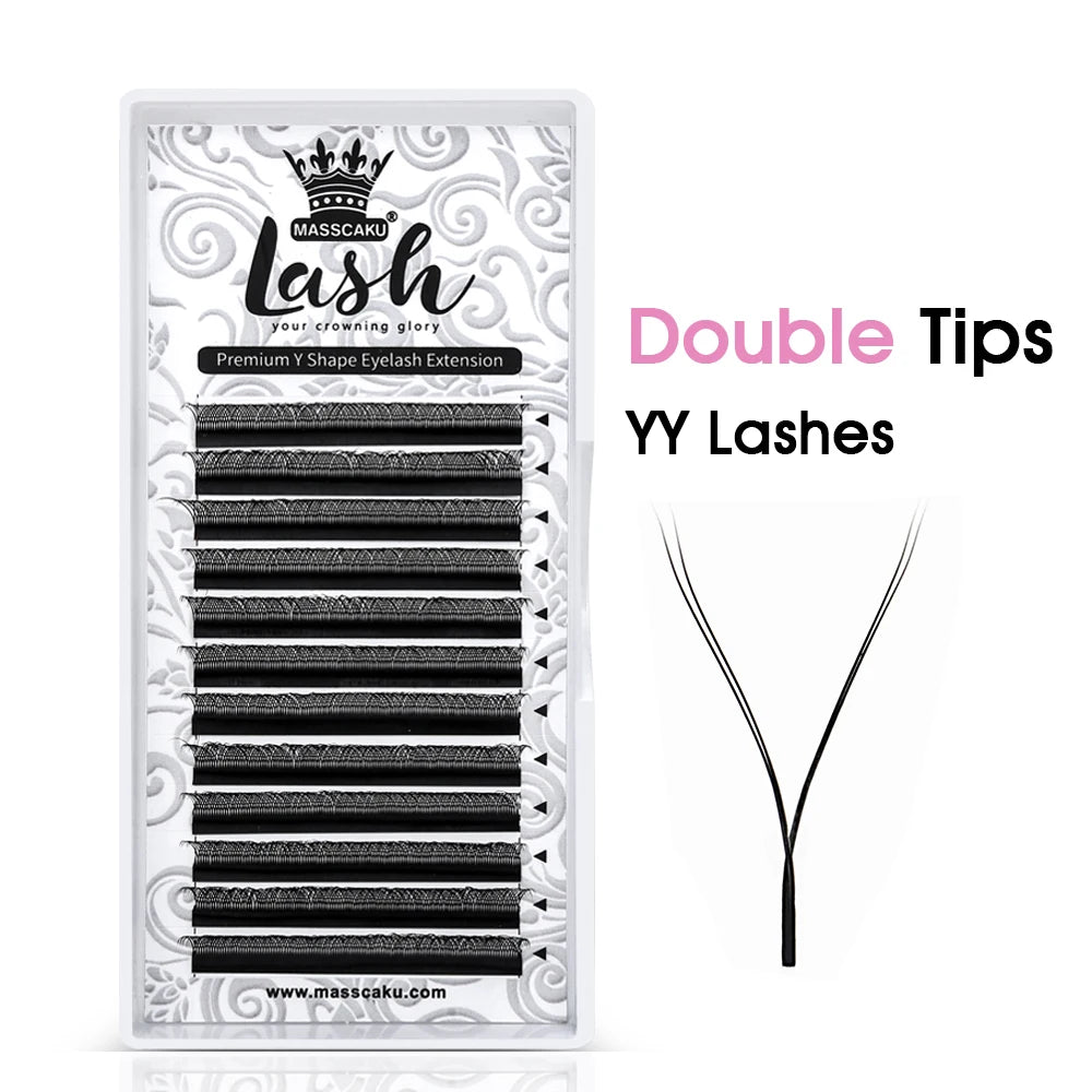 MASSCAKU New Arrival YY Shape lash Fluffy Individual Eyelash Extensions Natural and Soft Lash Wholesale/Supplies