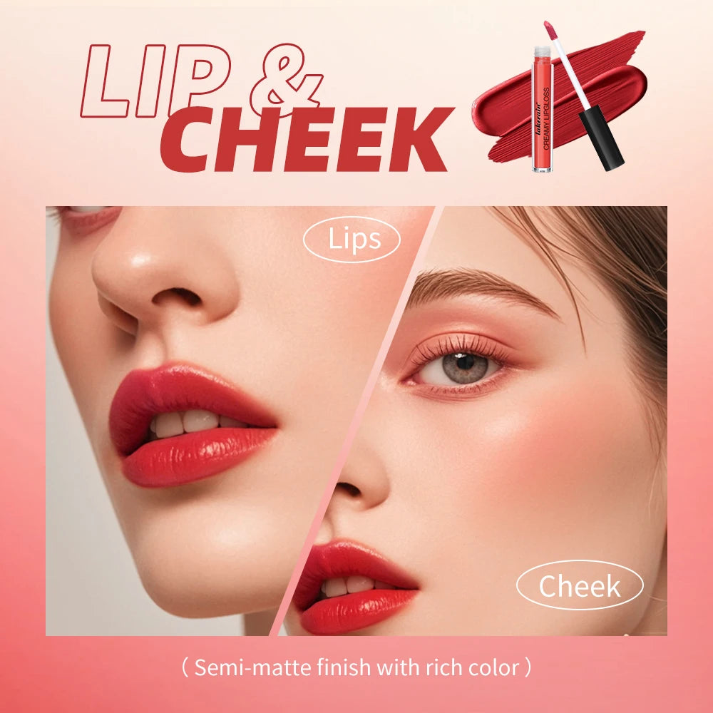 Lip Gloss Semi-Matte 8Colors Long-lasting Velvet Non-drying uitable for all skin moisturizing lipgloss plump lip brown Cosmetics