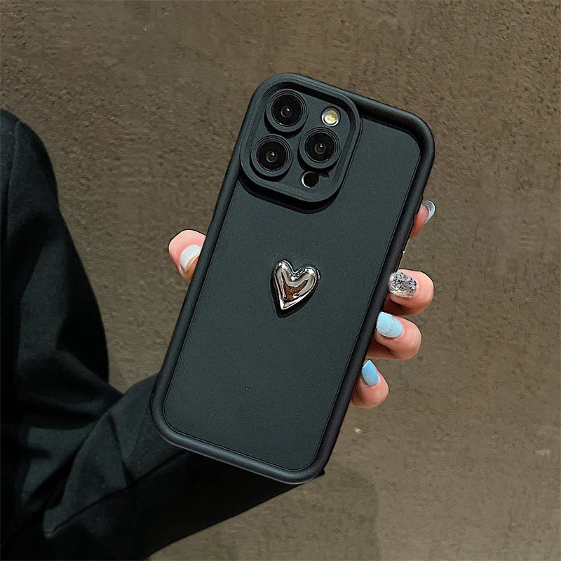 Silver Heart Phone Case For Xiaomi Redmi Note 13 12 Pro Plus 5G 13 12S 11S 11 10S 10 Redmi 12 13C Shockproof Soft Silicone Cover