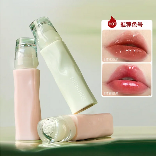 Meiking Mirror Lip Glaze Lipstick Dewy Lip Gloss Transparent Non-Sticky Nourishing Moisturizing Long-lasting Makeup Cosmetics