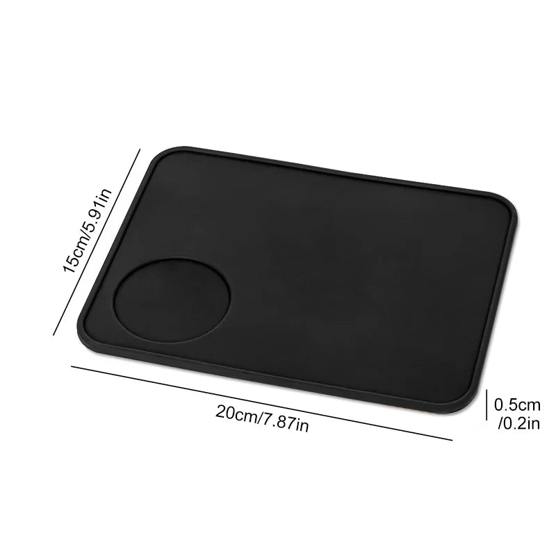 Silicone Coffee Tamper Mat Anti-skid Espresso Coffee Tamping Rest Holder Corner Edge Pad Black Mat for Office Bar Coffee Shop