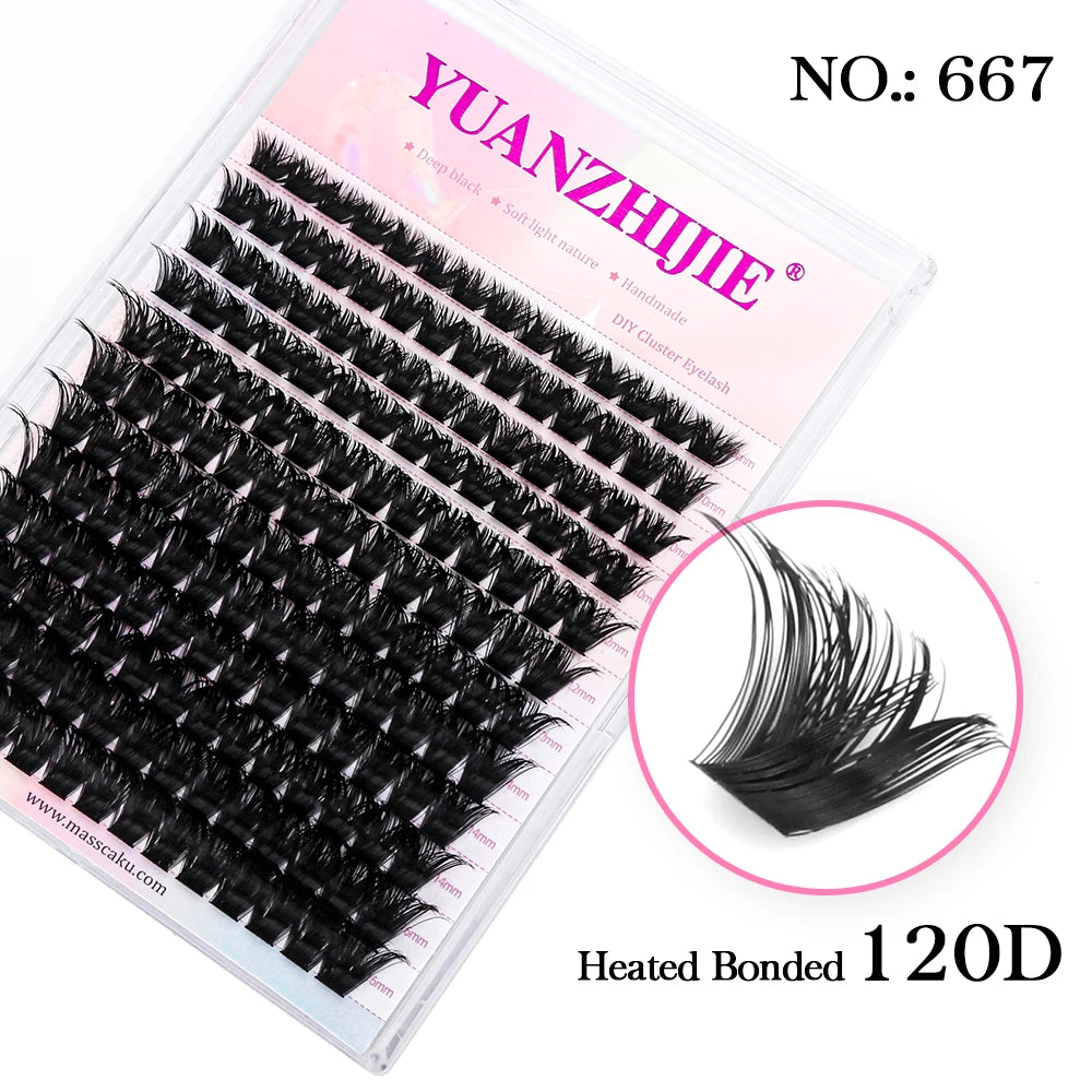 DIY 144 Cluster Lashes YUANZHIJIE free ship Segmented Beam Natural C/D Curl Individual Mink Eyelashes Makeup Supplies at home