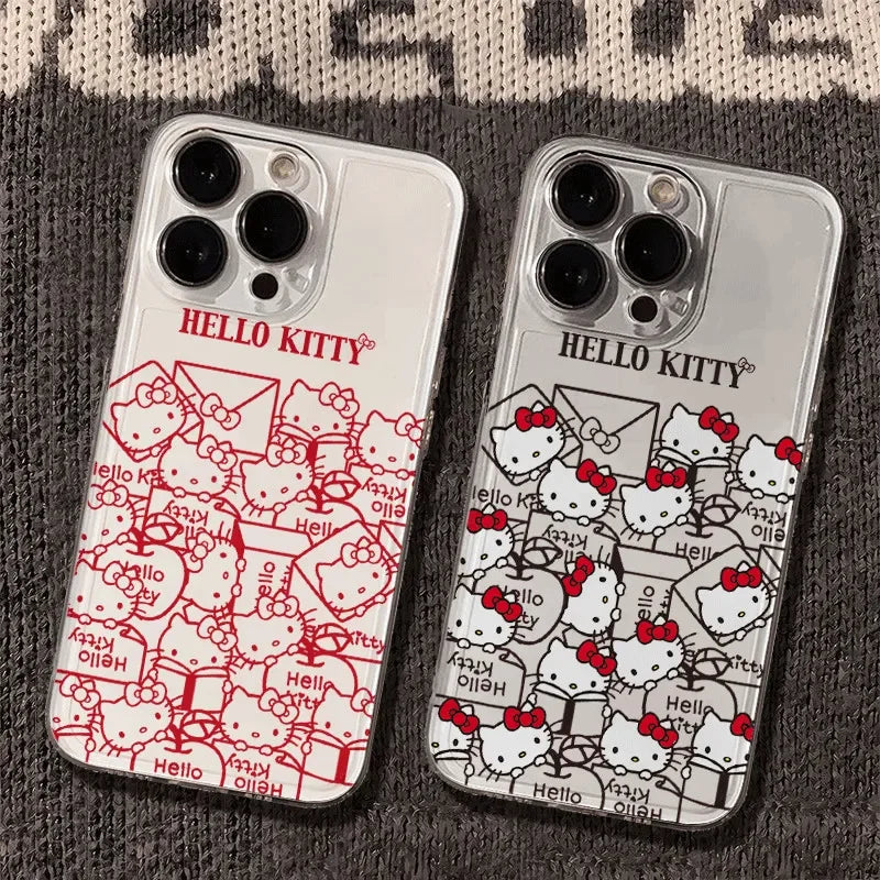 Carton Envelopes Doodle Hello Kitty Diamond Bow Phone Case For iPhone 16 15 14 12 13 11 Pro Max XR XS MAX 7 8 PLUS Y2K Cover