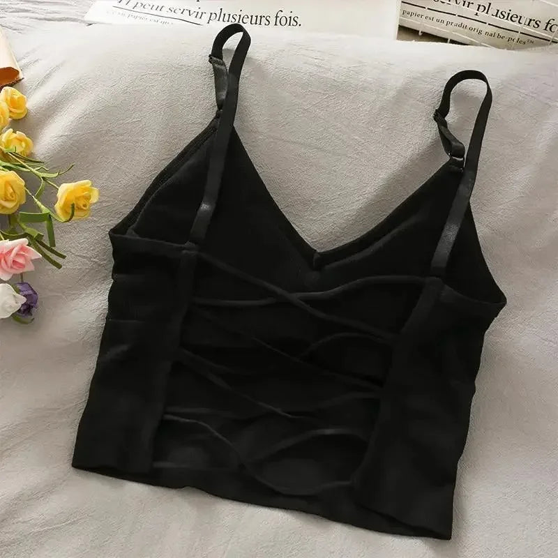 Womens Tops Sexy Tank Top Women Built in Bra Solid Color Camis for Women Crop Top Off Shoulder Sleeveless Camisole 2024 New