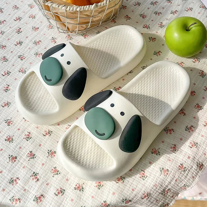 Women Cute Cloud Sandals 2025 Summer New Cute Cartoon Eared Dog Flip Flops Female Flat Casual Comfortable Room Home Beach Slides