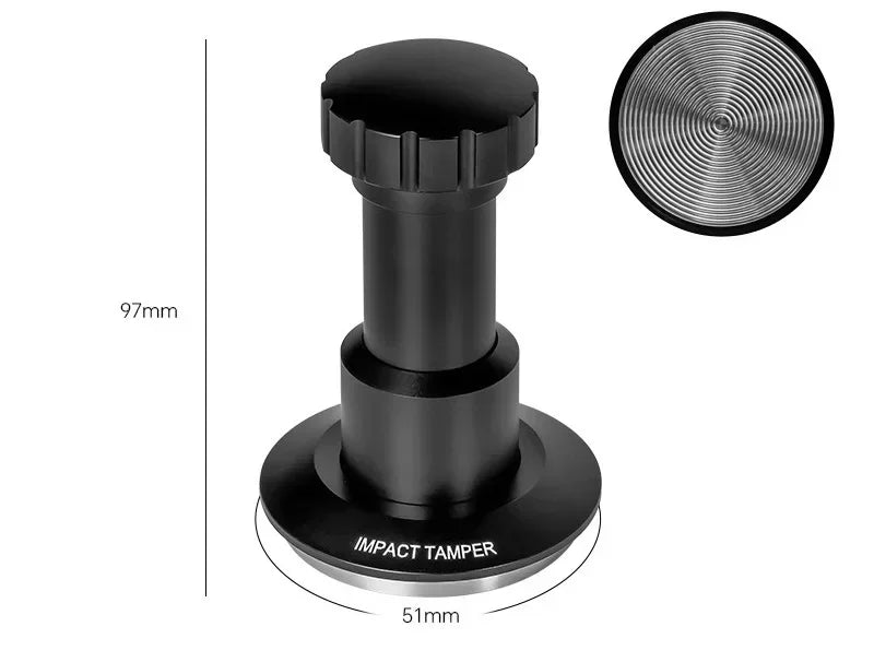 51/53/58mm Coffee Tamper Adjustable Espresso Machine Impact Hammer with Calibrated Spring Loaded Power Pressed Coffee Tamper