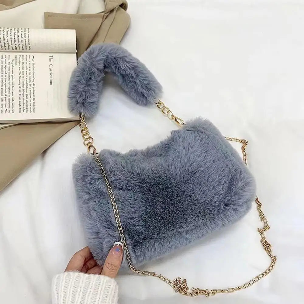 2024 New Woman Soft Plush Shoulder Bag Handbag Daily Autumn Winter Korean Version Fashion Simple Crossbody Bag For Traveling