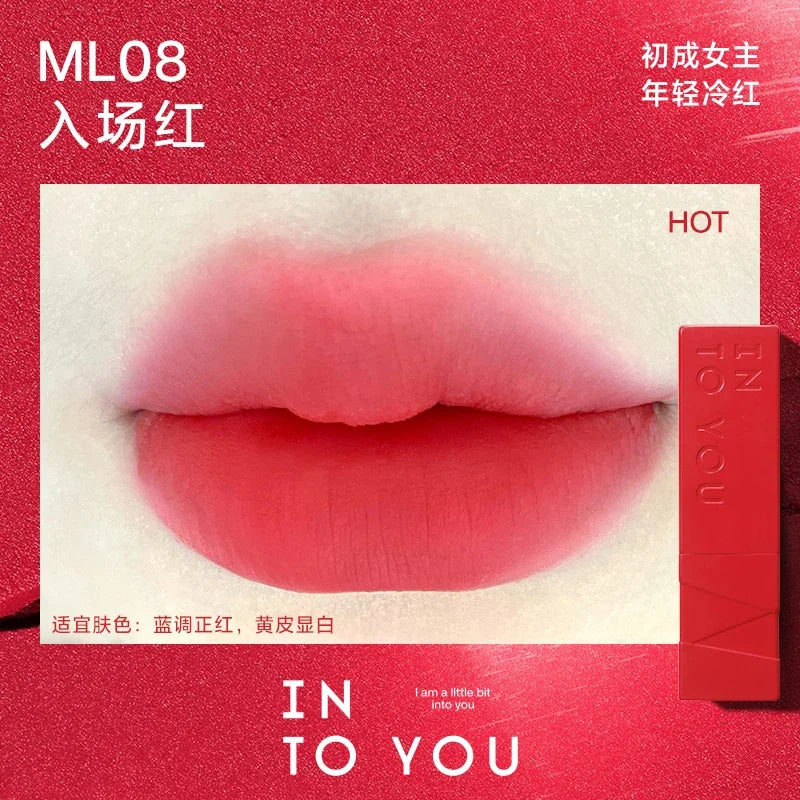 INTO YOU Lipstick Matte Velvet Long-Lasting Lip Glaze Waterproof Silky Smoothing Red Lip Tint Korea Beauty Makeup Cosmetics