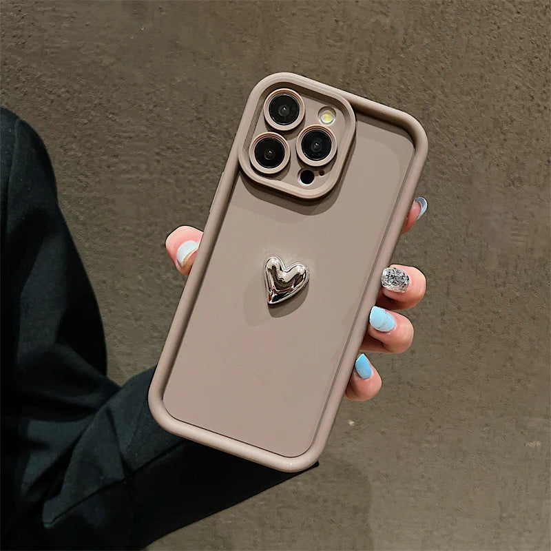 Silver Heart Phone Case For Xiaomi Redmi Note 13 12 Pro Plus 5G 13 12S 11S 11 10S 10 Redmi 12 13C Shockproof Soft Silicone Cover