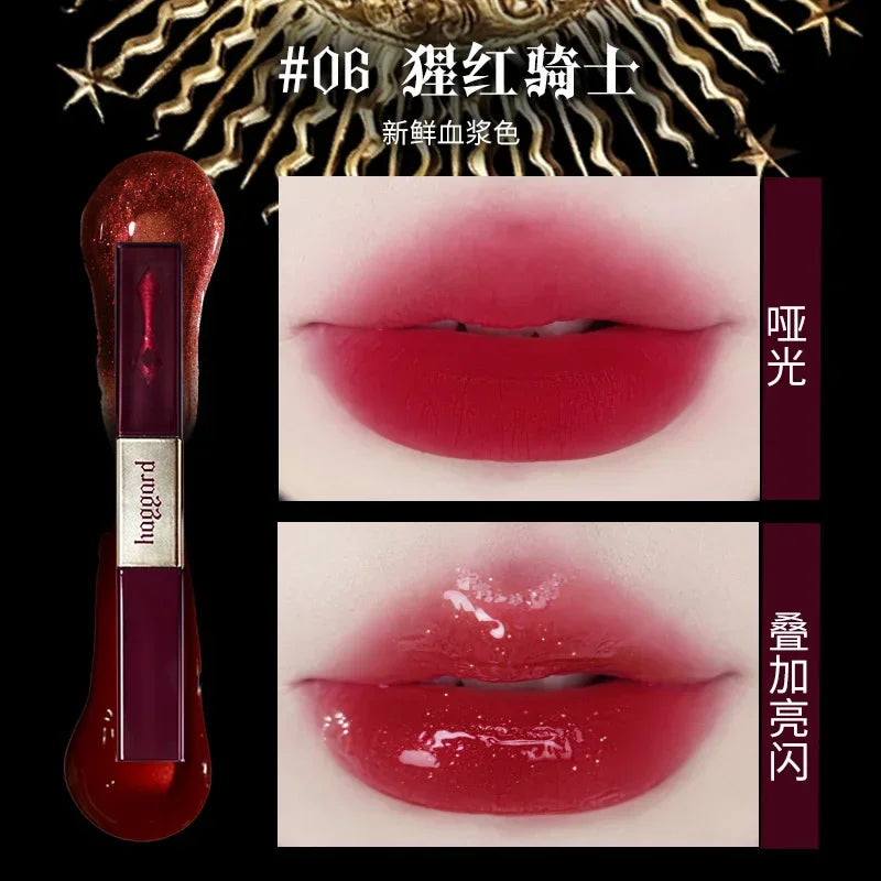 Haggard Scepter Double Head Lip Glaze Mirror Watery Mist Lip Gloss Matte Lipstick Nude Color Moisturizing Korea Makeup Cosmetics