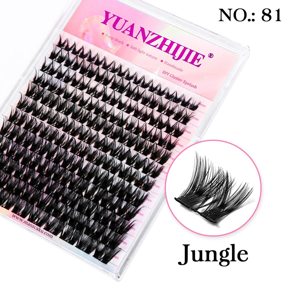 DIY 144 Cluster Lashes YUANZHIJIE free ship Segmented Beam Natural C/D Curl Individual Mink Eyelashes Makeup Supplies at home