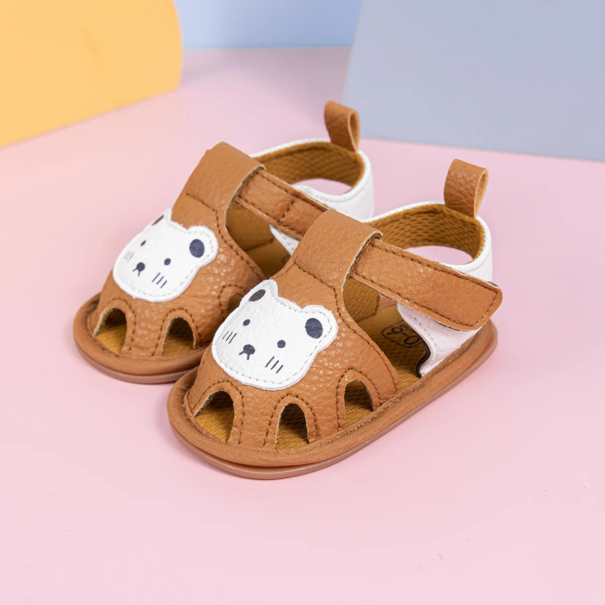 Summer Newborn Baby First Day Toddler Shoes Cute Animal Pattern Sandals Anti-Slip Soft Fashion Color Blocking Casual Baby Shoes