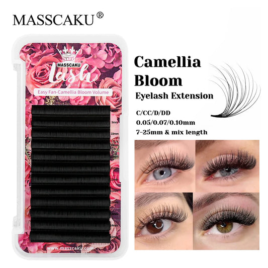 Factory Wholesale Premium Faux Mink Easy Fanning Eyelashes 0.05/0.07/0.10mm Thickness Ribbon Rapid Blooming Lashes from MASSCAKU