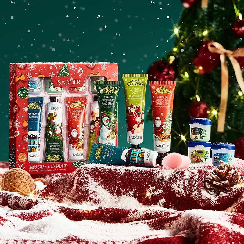 Christmas Gift 5/box Hand Cream Set Lip Balm Hand Cream Travel Pack Durable Moisturizer Gift for Women Skin Care Set