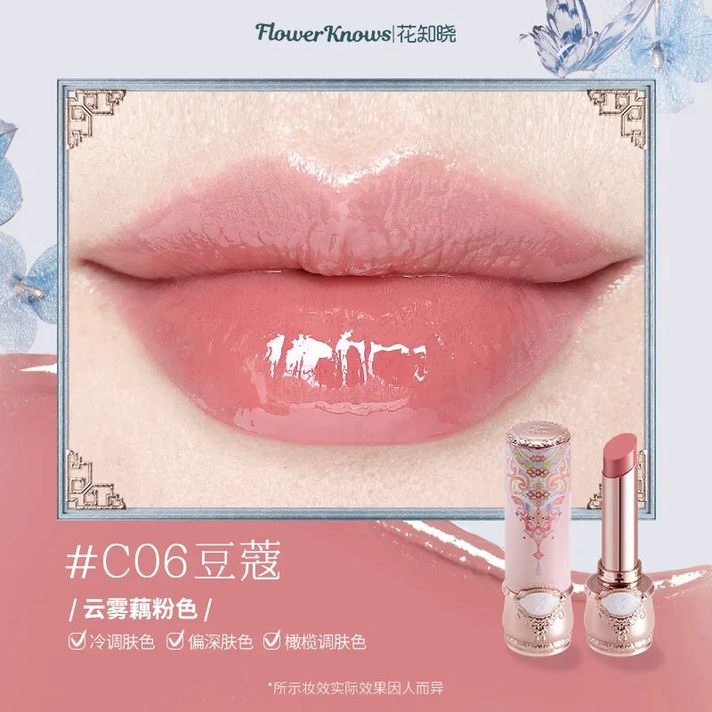 Flower Knows Butterfly Cloud Collar Collection Solid Lip Glaze Glossy Lipstick Nourishing Moisture Long-asting Makeup Cosmetics