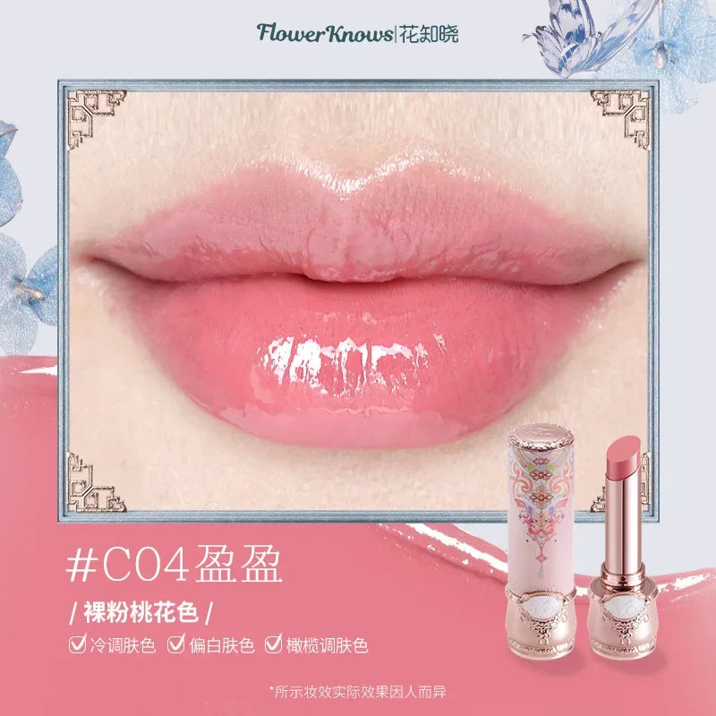 Flower Knows Butterfly Cloud Collar Collection Solid Lip Glaze Glossy Lipstick Nourishing Moisture Long-asting Makeup Cosmetics