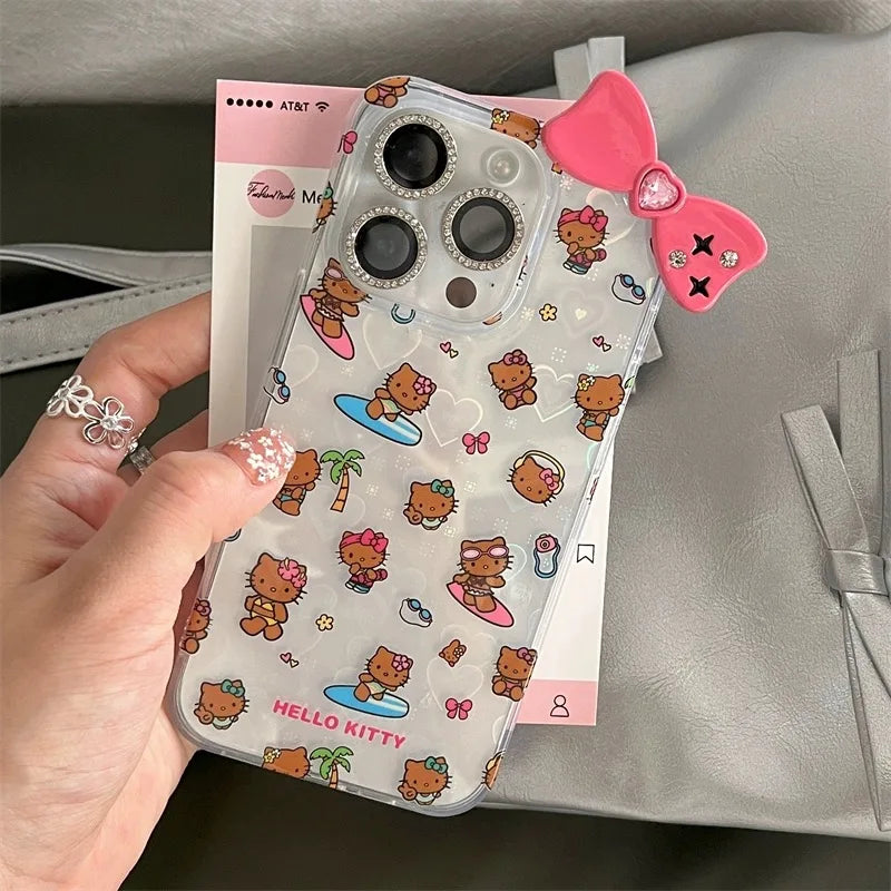 Sanrio Hello Kitty New Ins Stand Holder Phone Case For iPhone 16 15 14 12 13 11 Pro Max XR XS MAX 7 8 PLUS MINI Y2K Pink Lovely