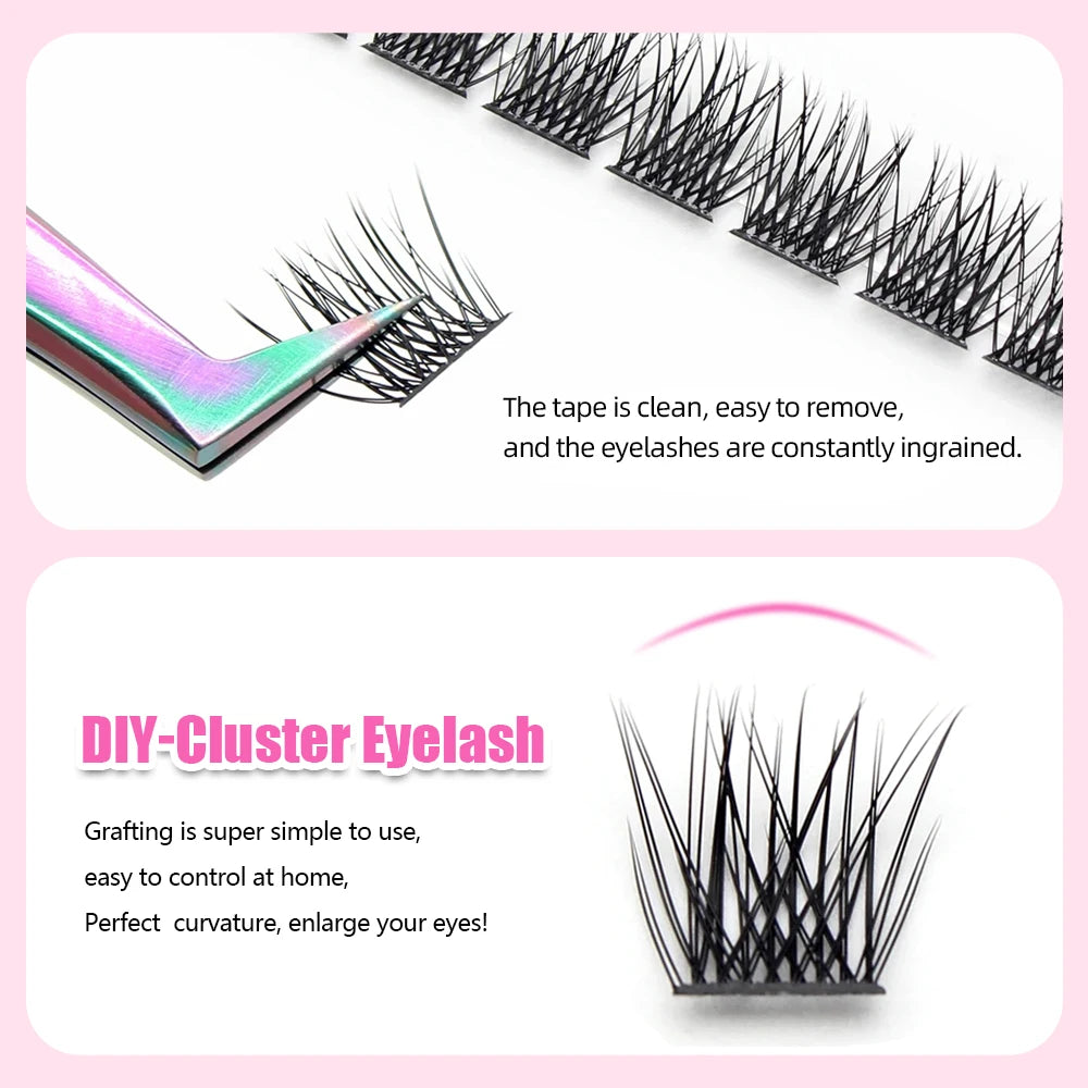 DIY 144 Cluster Lashes YUANZHIJIE free ship Segmented Beam Natural C/D Curl Individual Mink Eyelashes Makeup Supplies at home