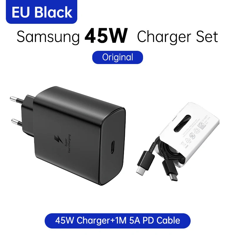 45W Samsung Original PD Cable usb type-c wired 25W 5A Super Fast Charger Samsung S25 S24 S23 S22 Note 20 A15 A33 A34 A54 Quick