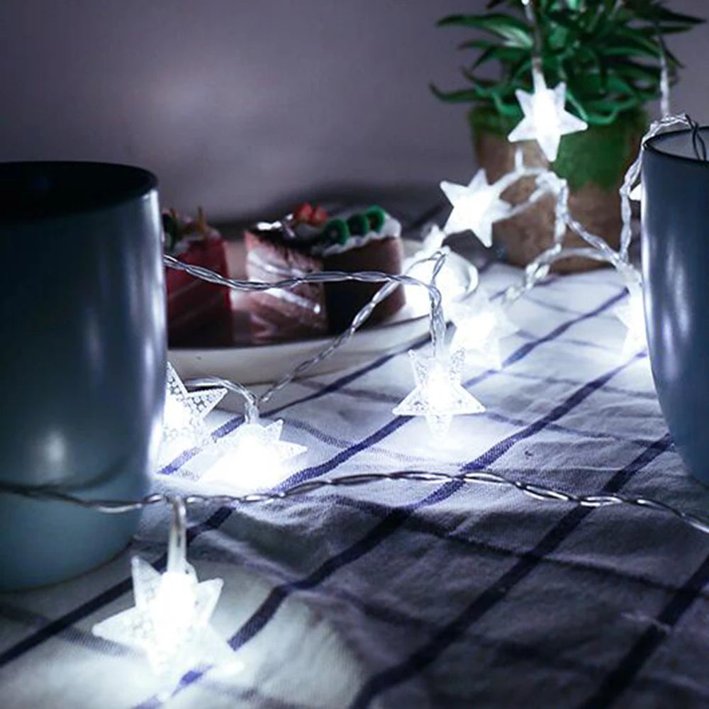 LED String Lights Outdoor Star Chain Lights Garland Lights Bulb Fairy Lights Party Home Wedding Garden Christmas Decor