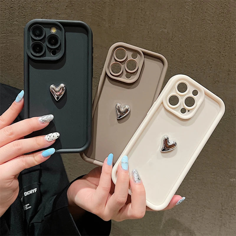 Silver Heart Phone Case For Xiaomi Redmi Note 13 12 Pro Plus 5G 13 12S 11S 11 10S 10 Redmi 12 13C Shockproof Soft Silicone Cover