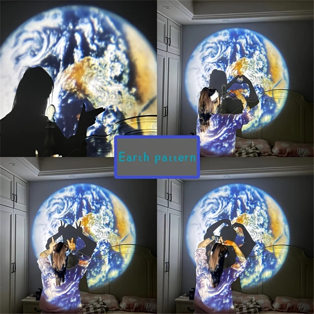 Moon Earth Projector Night Light USB Earth Projection Led Lamp For Bedroom Ceiling Gift Room Decor Photo Background Wall Decor