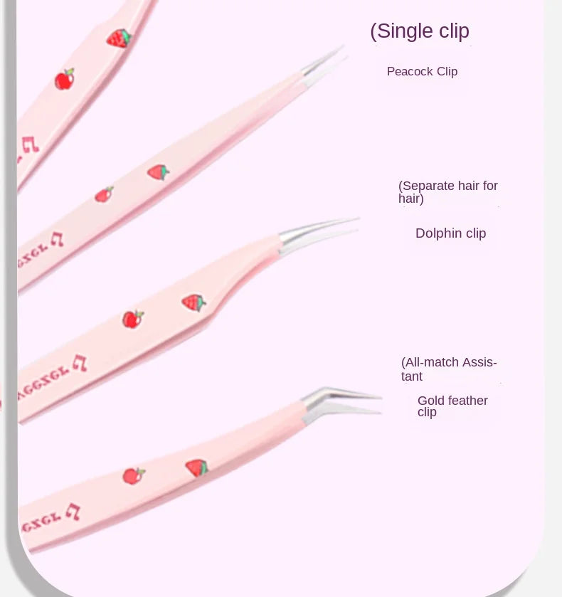 6 Types False Eyelash Tweezers Stainless Steel Anti-static Pincet Curved Strip 3D Lashes Extension Tweezer Makeup Tools