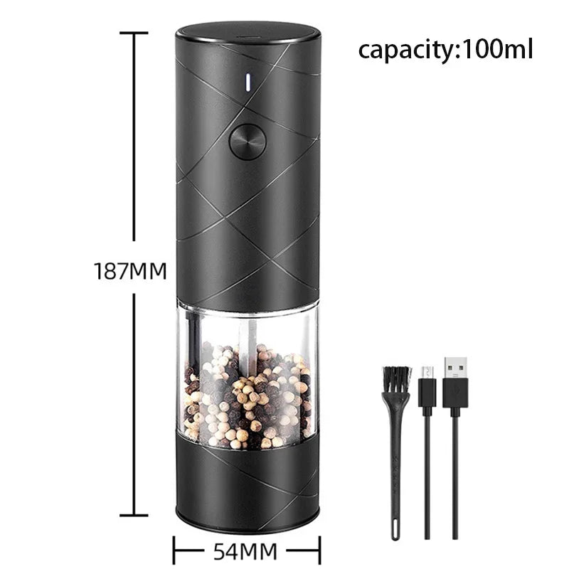 Electric Grinder Automatic Mills Pepper Seasonings Spices Grain Salt Grinder with LED Light Adjustable Coarseness Kitchen Tools