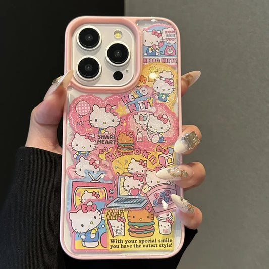 Daily Life Hello Kitty Cartoon Lovely Phone Case For iPhone 16 15 14 12 13 11 Pro Max XR XS MAX 7 8 PLUS MINI Kawaii Y2K Cover